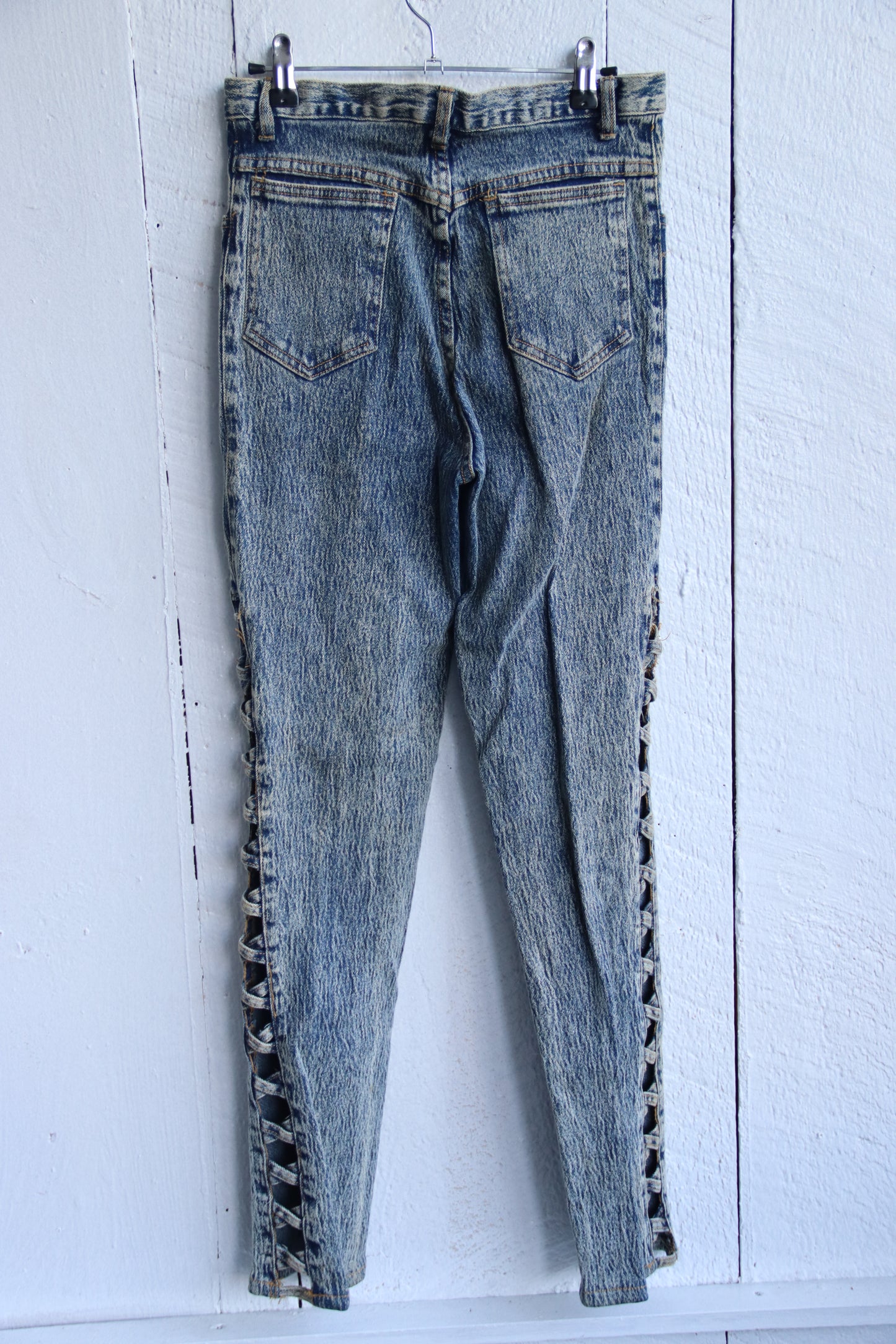 Frederick's of Hollywood Criss Cross Stonewashed Jeans - As Is