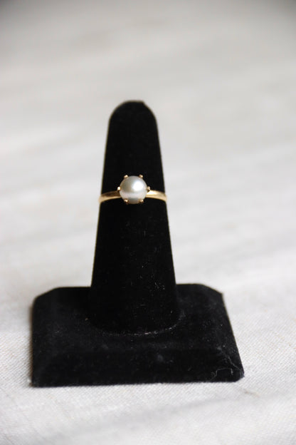 Pearl Solitaire Gold Ring