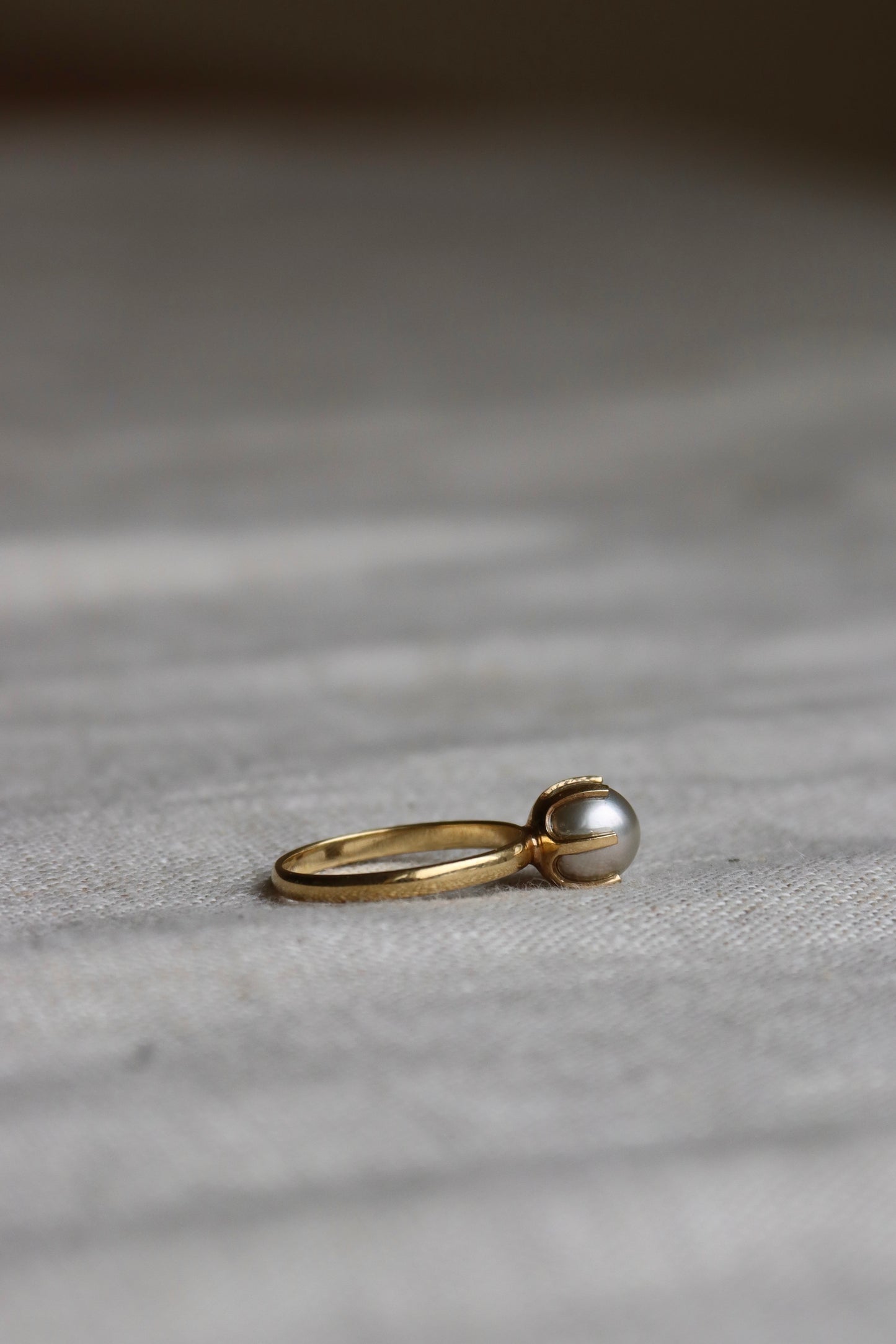 Pearl Solitaire Gold Ring