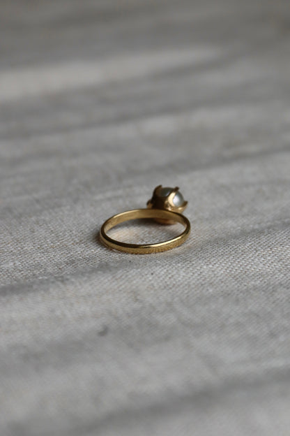 Pearl Solitaire Gold Ring