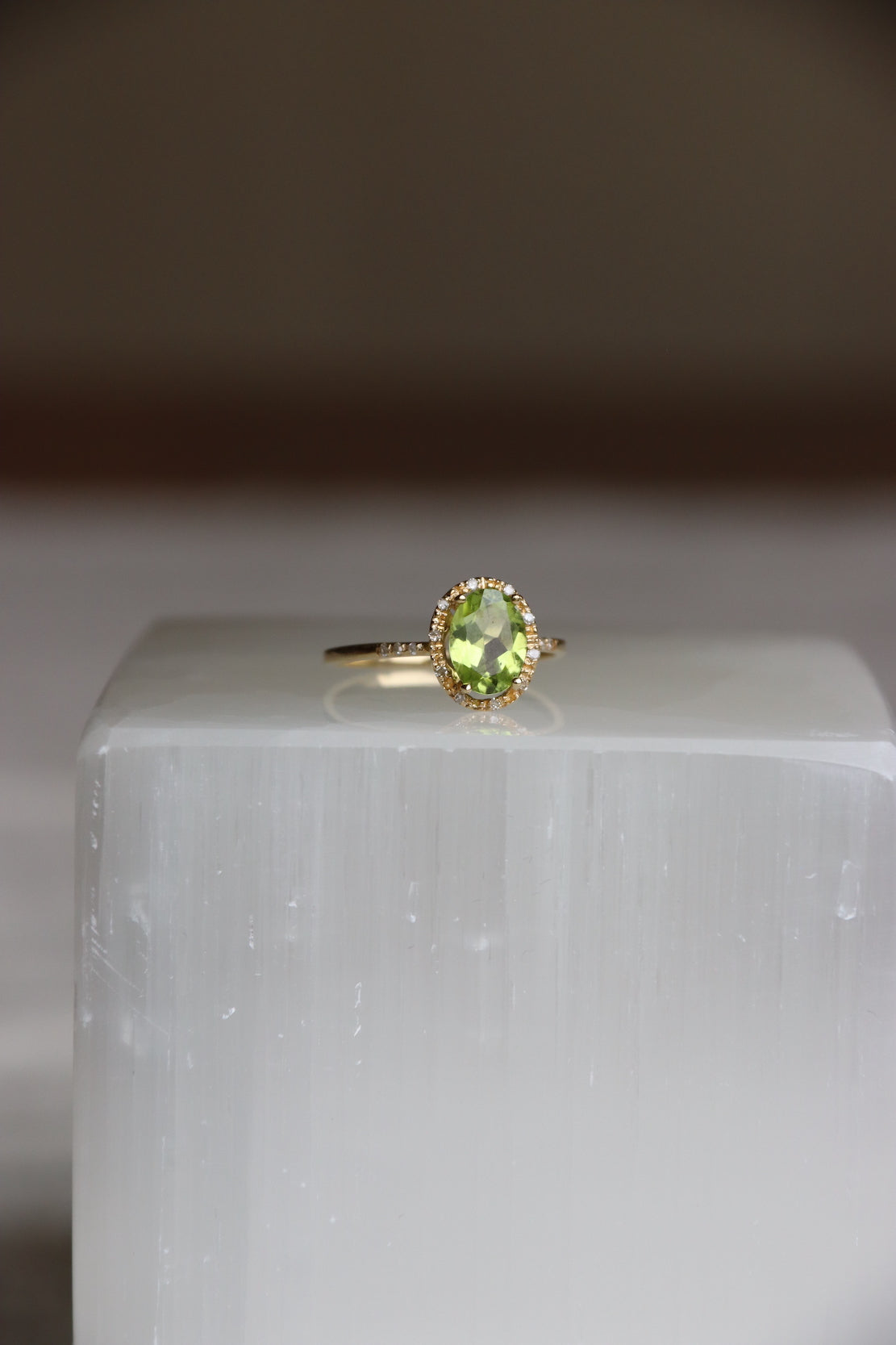 Peridot and Diamond Ring