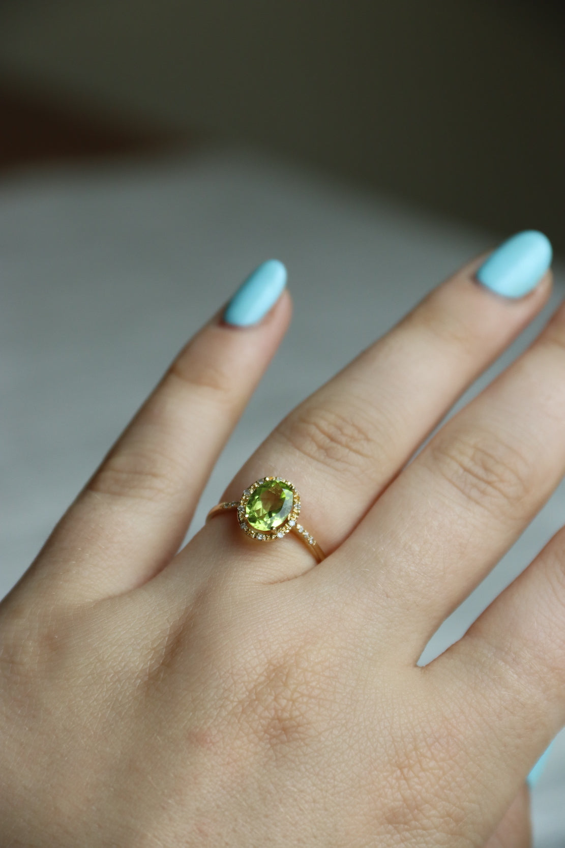 Peridot and Diamond Ring