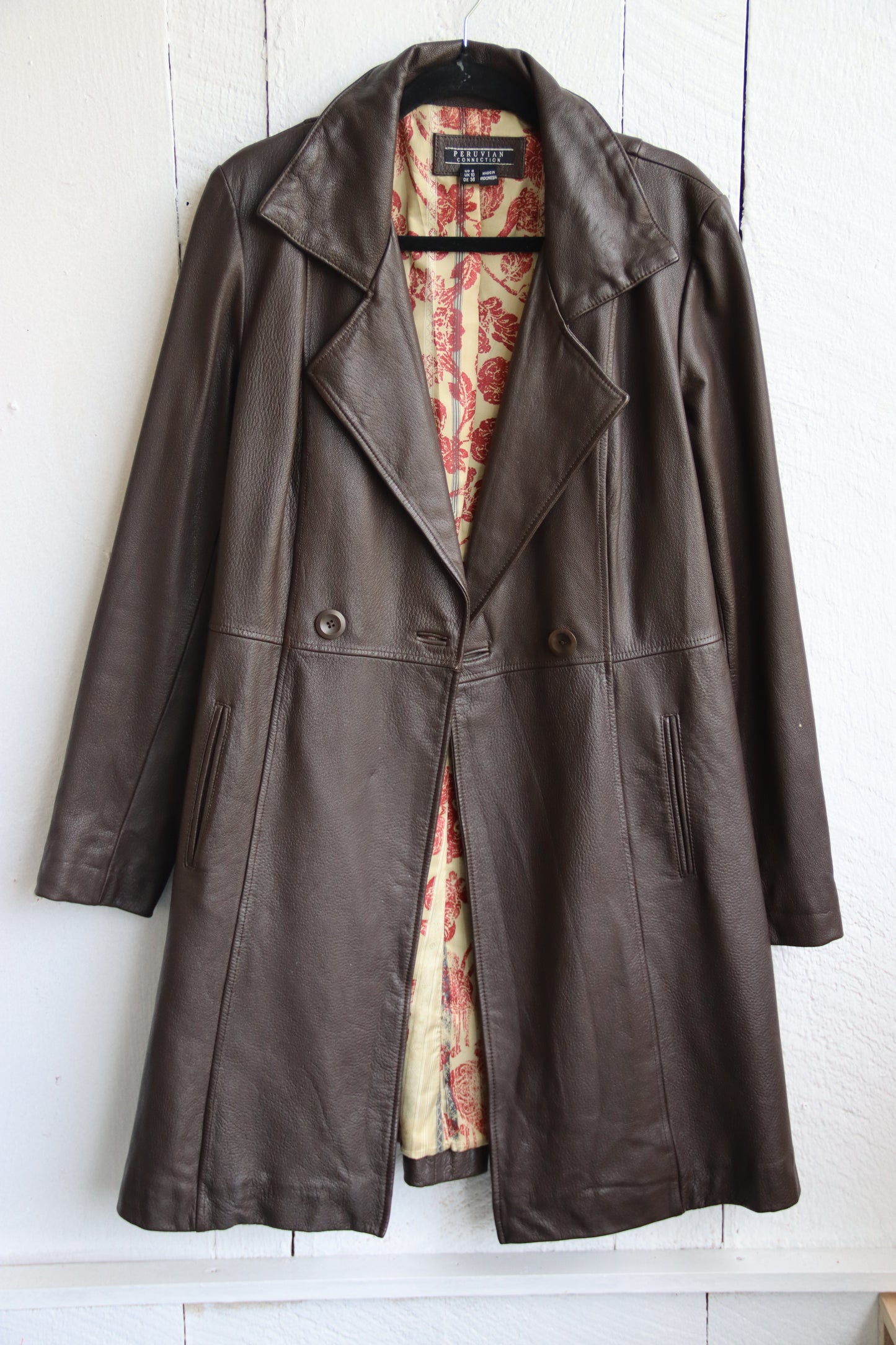 Peruvian Connection Brown Leather Coat