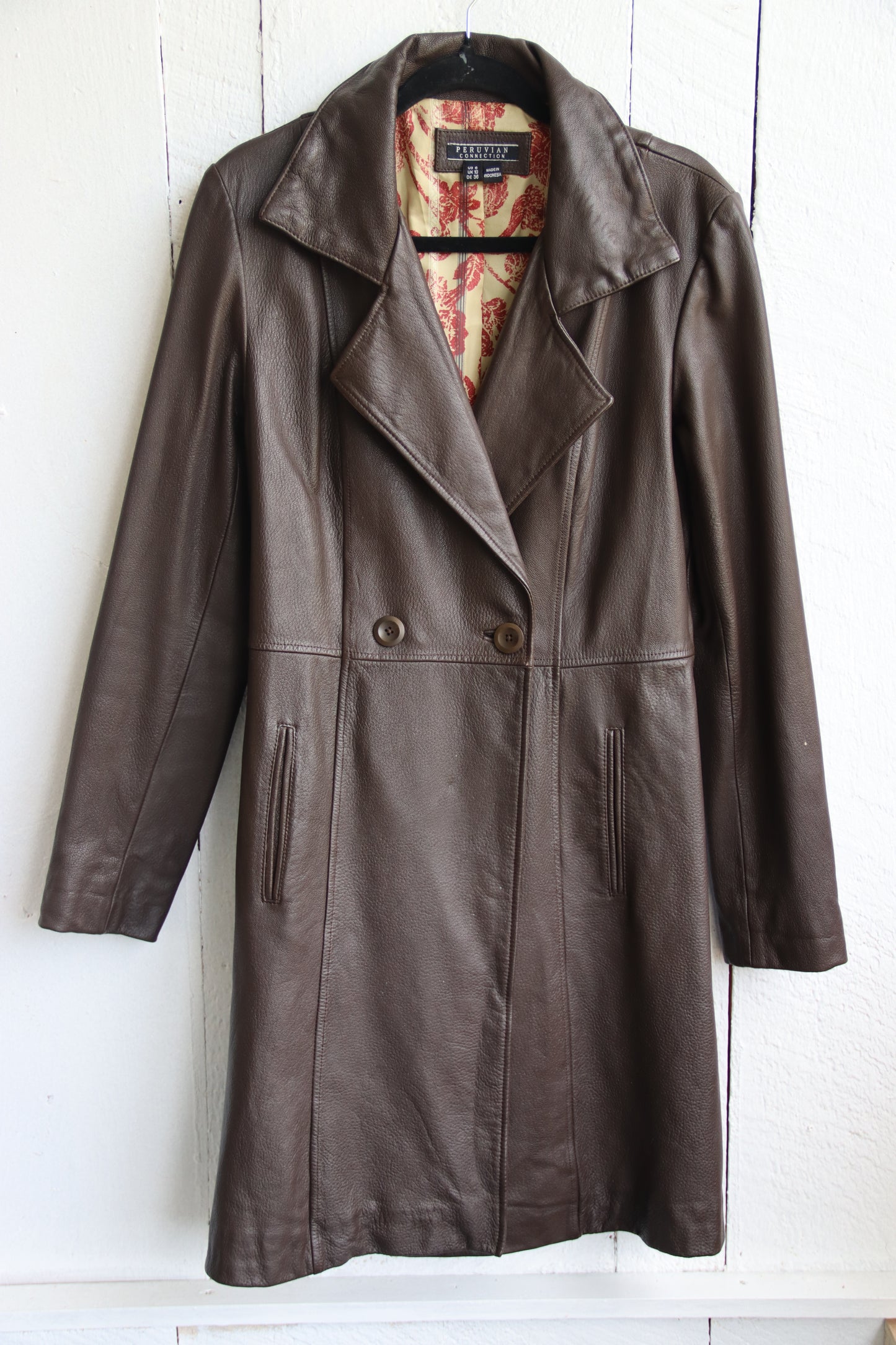 Peruvian Connection Brown Leather Coat