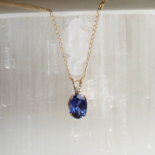 Sapphire and Diamond Pendant Necklace