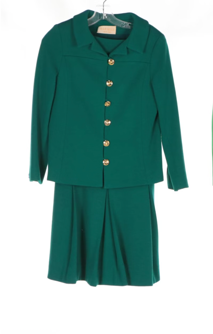 Vintage Mam'Selle Dark Green Dress and Jacket Set