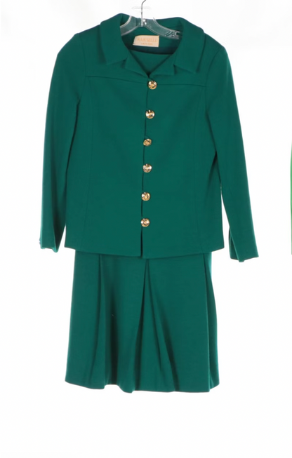 Vintage Mam'Selle Dark Green Dress and Jacket Set