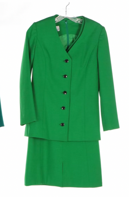 Vintage Fashionaire Green Dress and Jacket Set