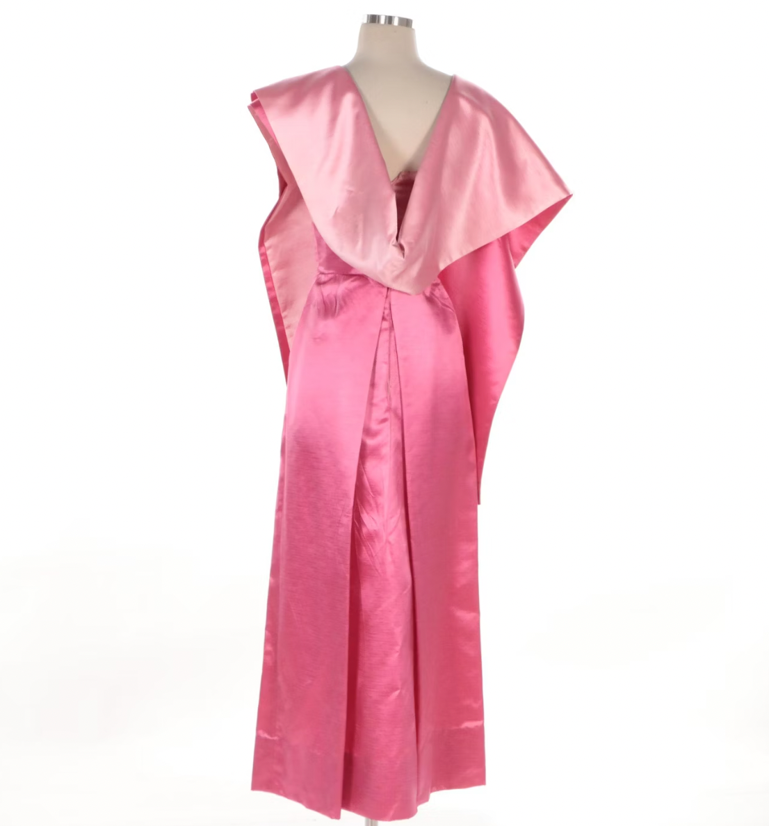 Vintage 60s Harry Keiser Pink Satin Evening Gown with Wrap Stole