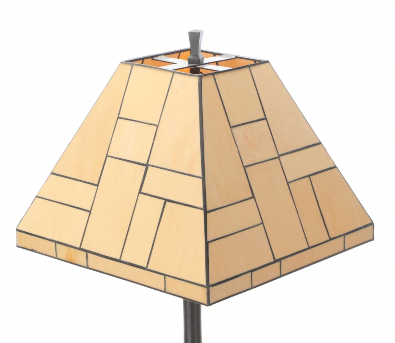 Postmodern Bronzed Floor Lamp With Pieced Slag Glass Shade, Late 20th C.