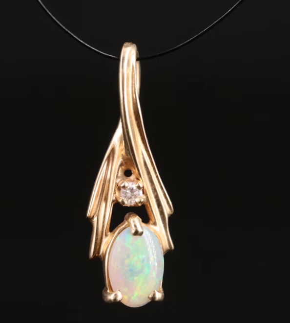 Opal and Diamond Pendant - 14K