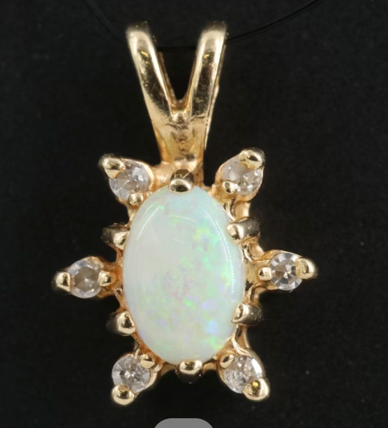 Opal and Diamond Pendant - 14K