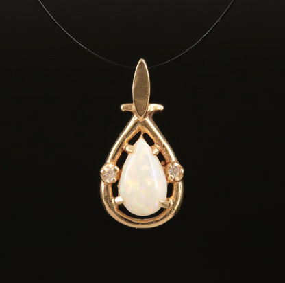 Opal and Diamond Pendant - 14K