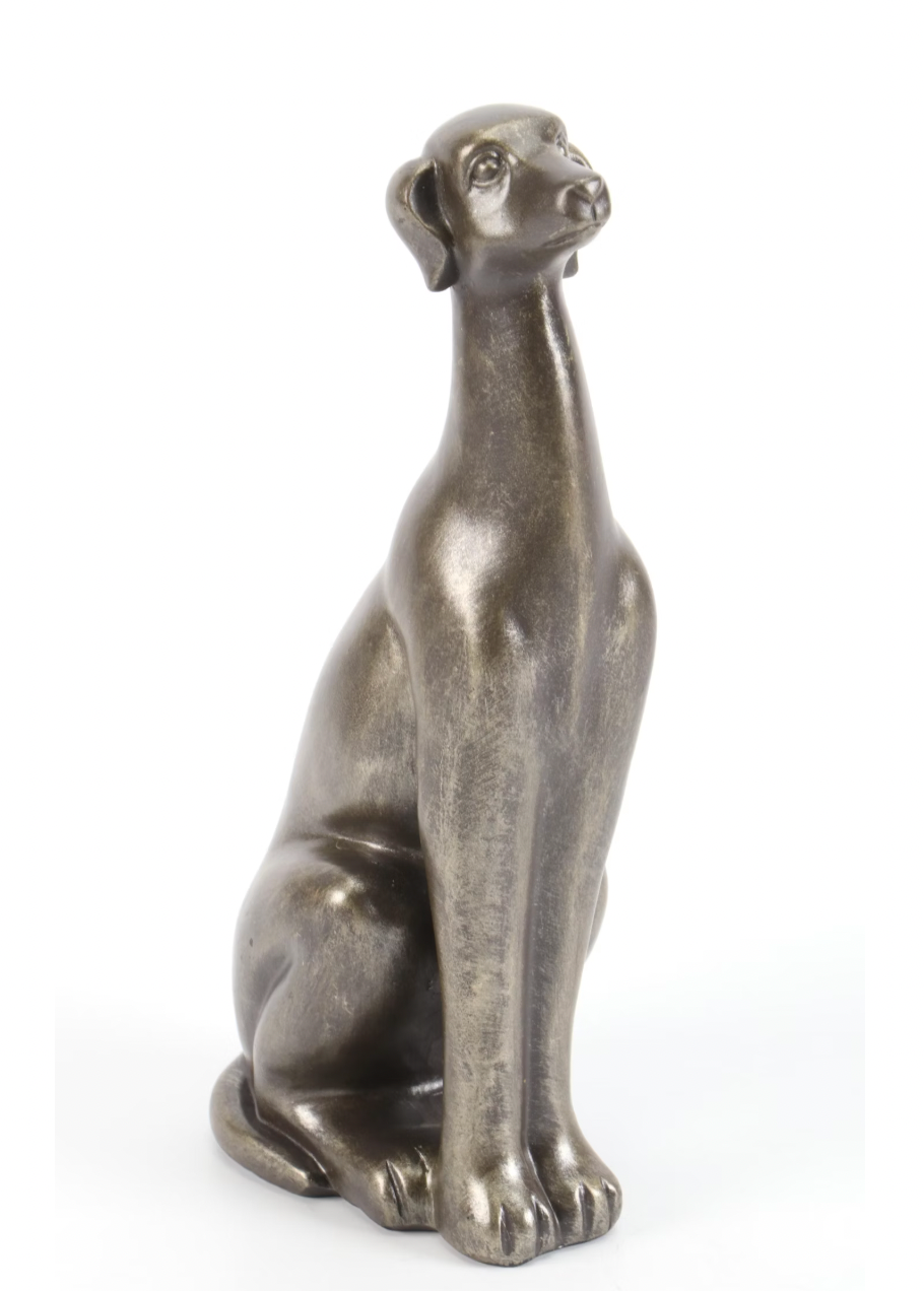 Resin Seated Dog Sculpture