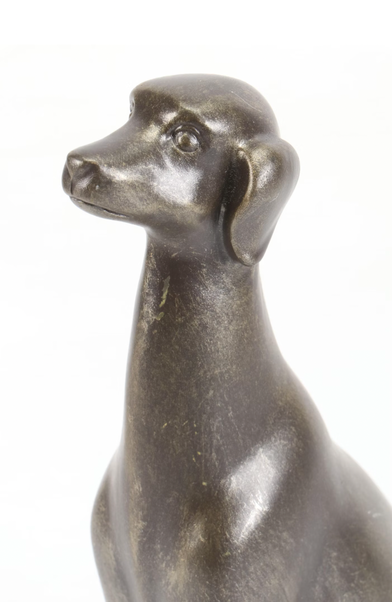 Resin Seated Dog Sculpture