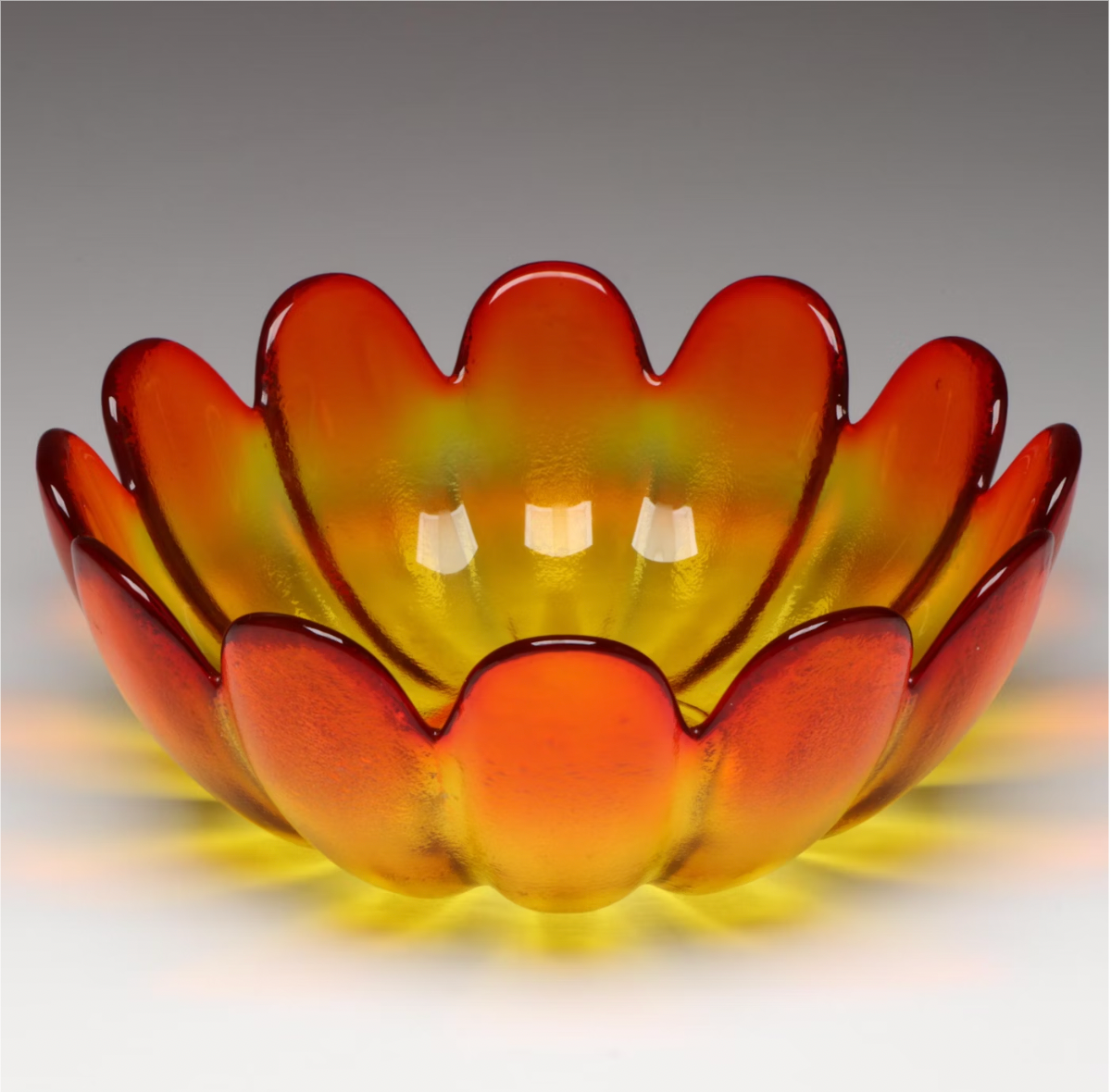 Indiana Glass Amberina Orange Lotus Bowl