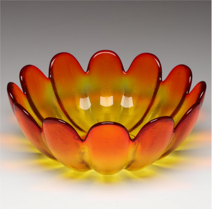 Indiana Glass Amberina Orange Lotus Bowl