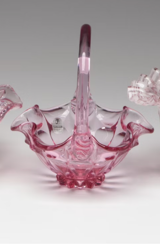 Fenton Dark Pink Glass Basket