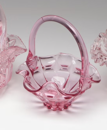 Fenton Dark Pink Glass Basket