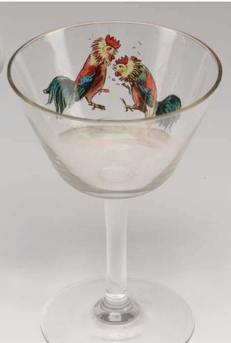 Handpainted Glass with Roosters