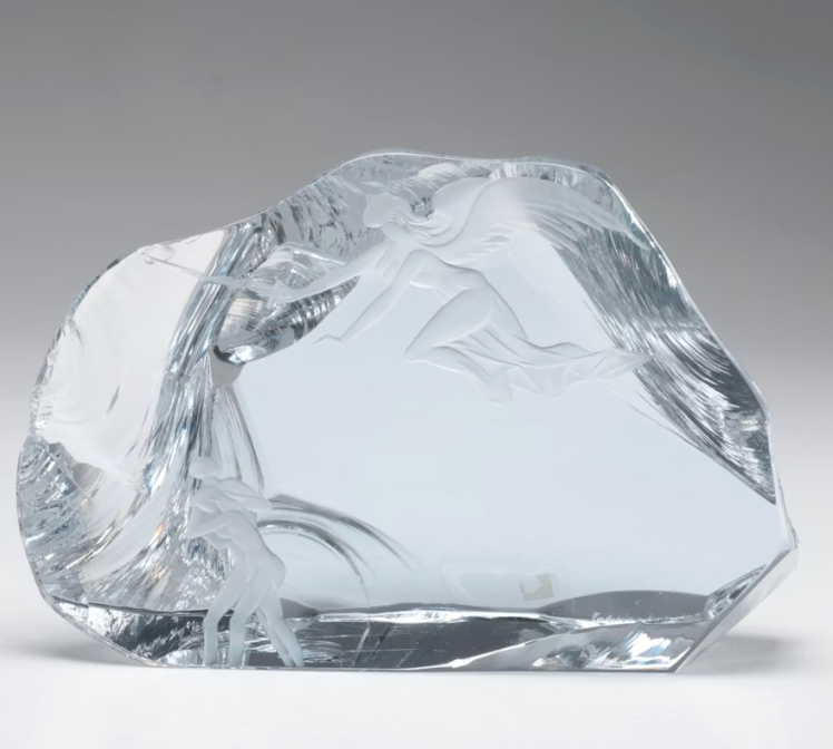 Jindřich Tockstein Engraved Crystal Block - Adam & Eve