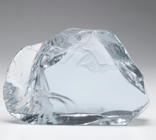 Jindřich Tockstein Engraved Crystal Block - Adam & Eve
