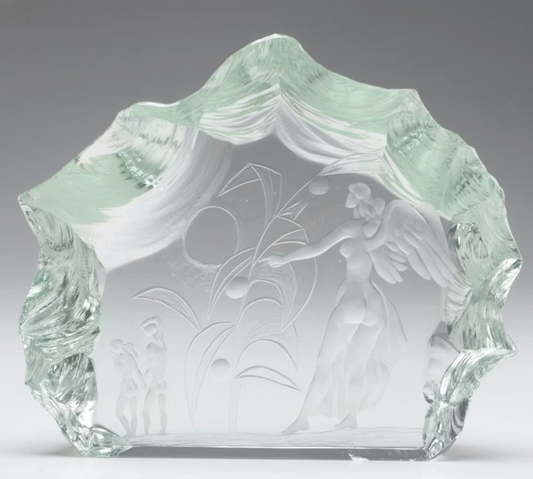Jindřich Tockstein and Miroslav Valenta Engraved Crystal Block