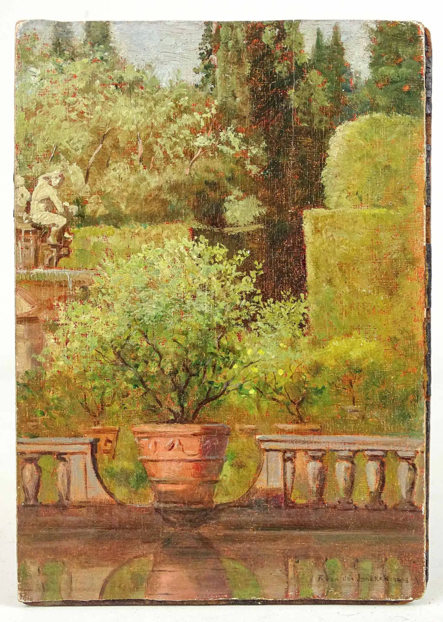 Antique Gardenscape Oil Painting - Frank Von der Lancken