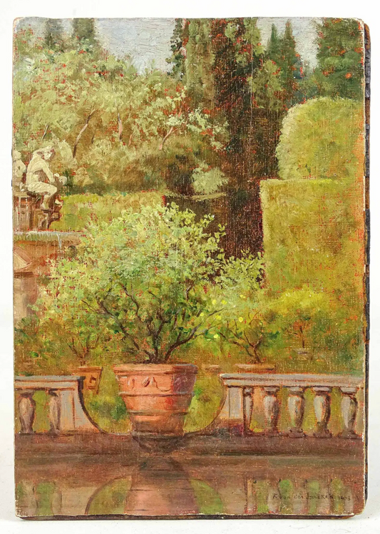 Antique Gardenscape Oil Painting - Frank Von der Lancken