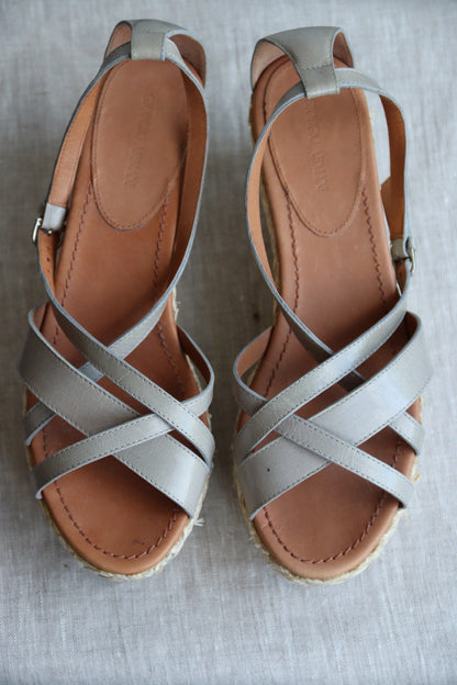 Armani Grey Leather Platform Heels