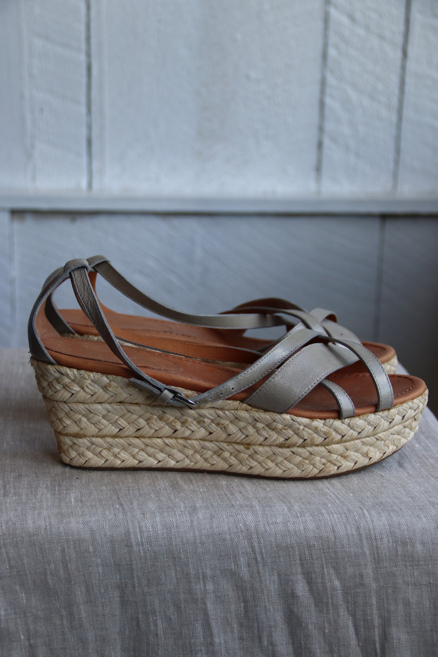 Armani Grey Leather Platform Heels