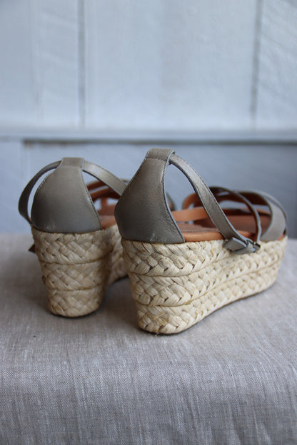 Armani Grey Leather Platform Heels