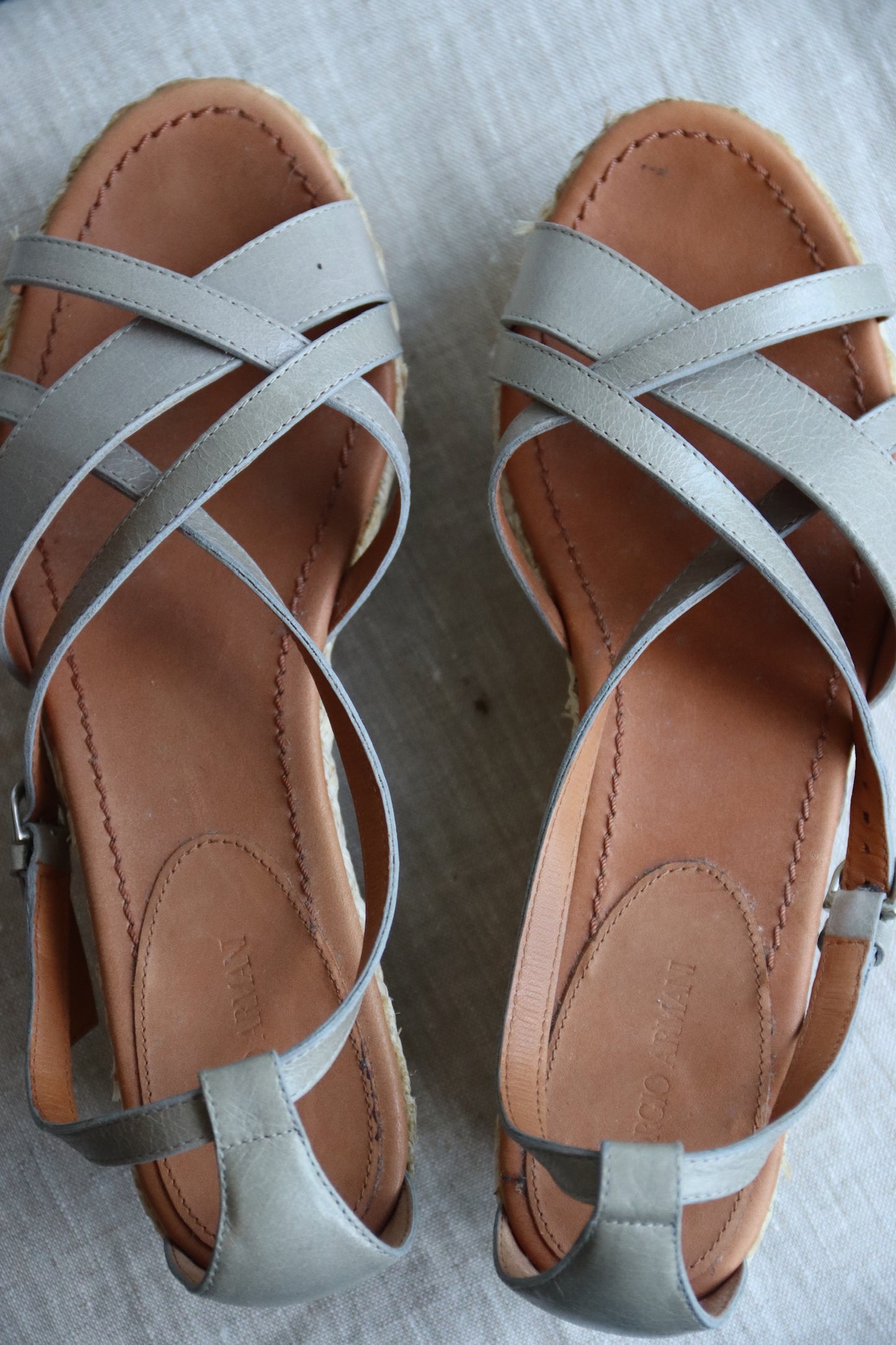 Armani Grey Leather Platform Heels
