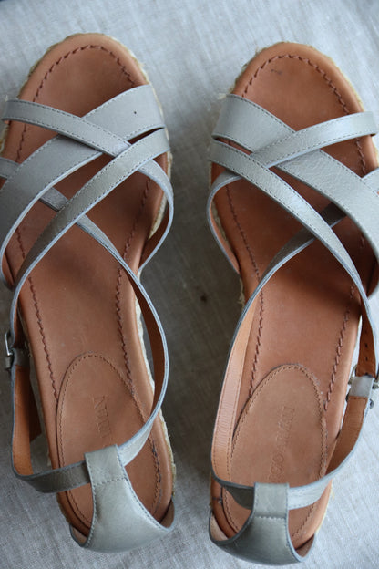 Armani Grey Leather Platform Heels