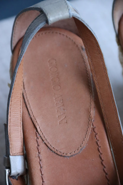 Armani Grey Leather Platform Heels