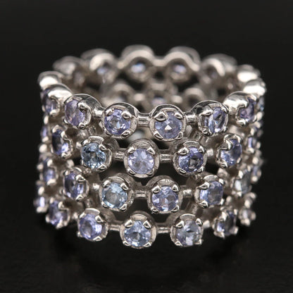 Sterling Silver Tanzanite Multi-Row Eternity Ring