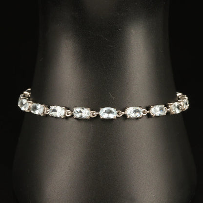 Sterling Silver Aquamarine Line Bracelet