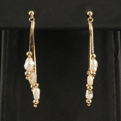 14K Pearl Drop Earrings