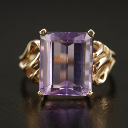 10K Amethyst Ring with Openwork Shoulders