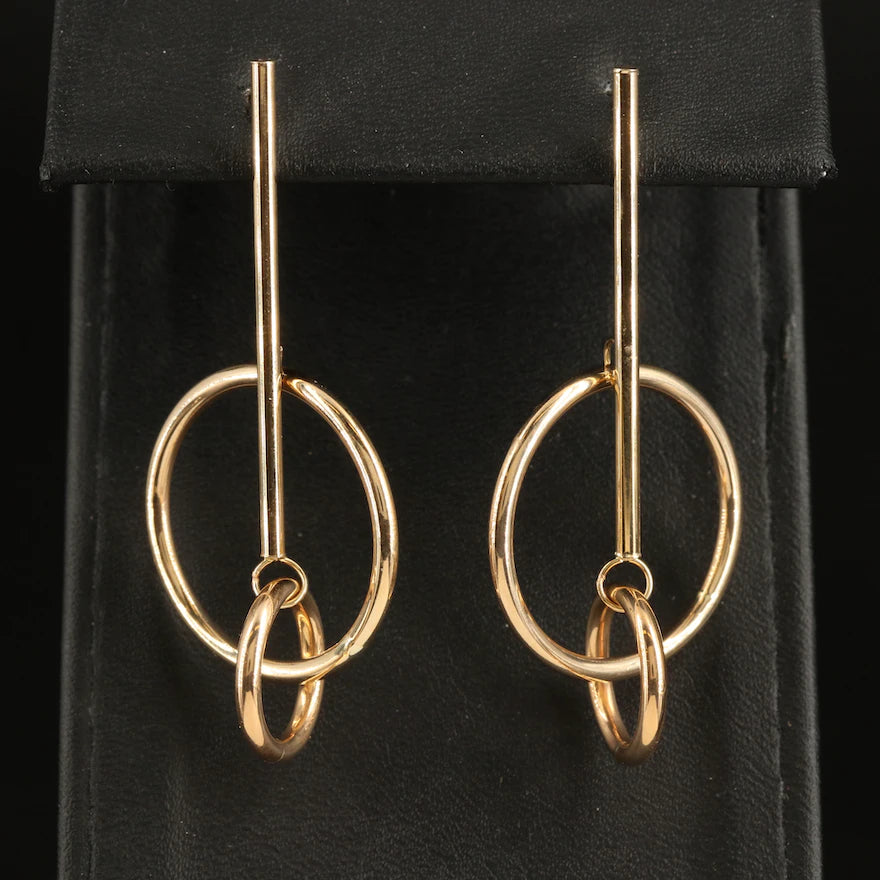 10K Interlocking Circle and Bar Earrings Earrings