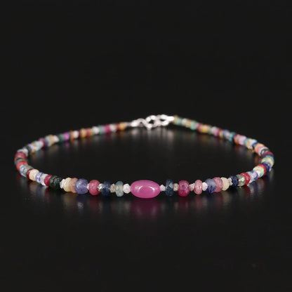 Multi Gemstone Bead Bracelet with Sterling Clasp