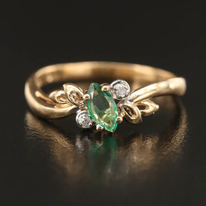 14K Emerald and Diamond Ring