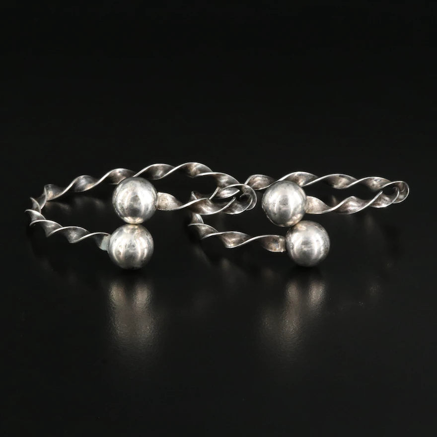 Set of 2 Twisted Sterling Silver Bypass Bangles