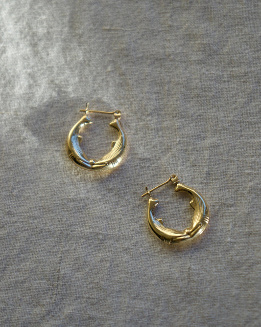 Vintage 14k whale hoop earrings