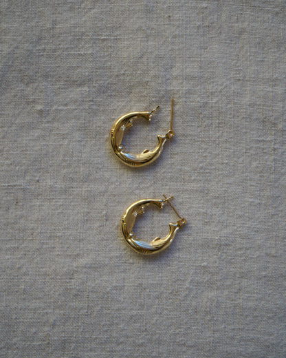 Vintage 14k whale hoop earrings