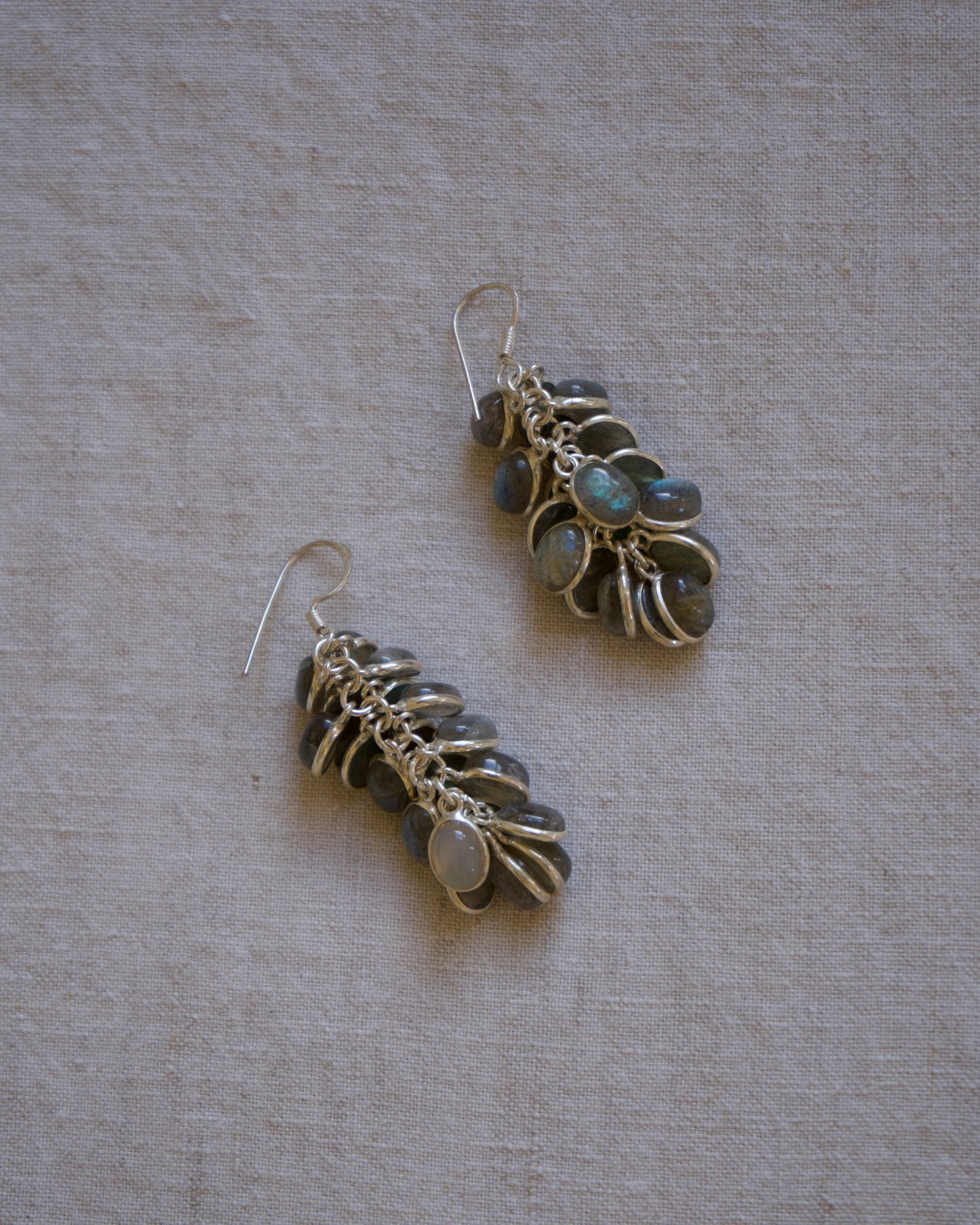 Sterling Silver Labradorite Cluster Earrings