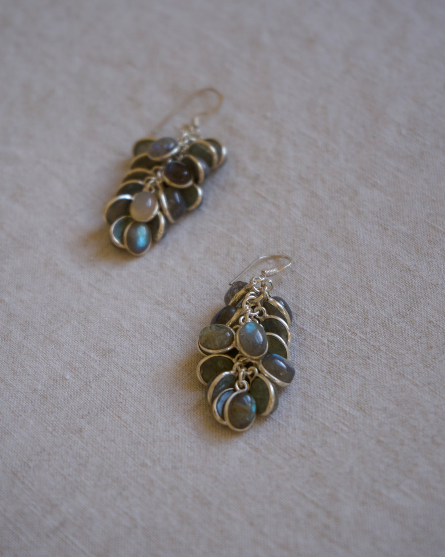 Sterling Silver Labradorite Cluster Earrings