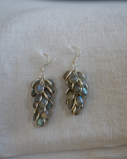 Sterling Silver Labradorite Cluster Earrings
