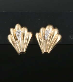 14K Diamond Shell Earrings